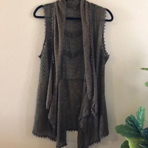 Olive Green Lace Sweater Vest
